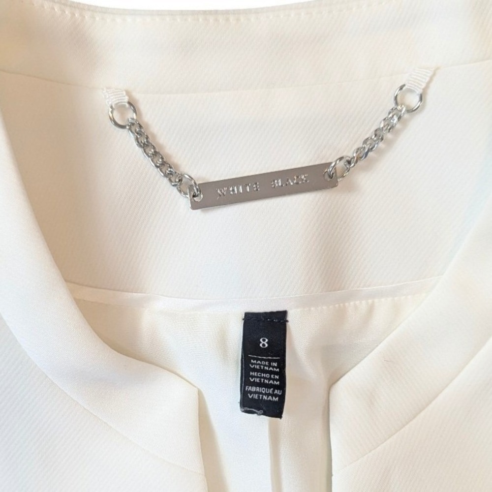 White House Black Market White Bell Sleeve Open Front Blazer Jacket Size 8 - Picture 14 of 14